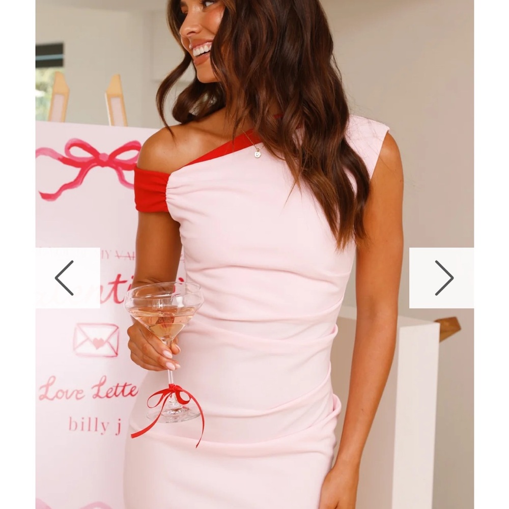 Elegant Pink and Red One-Shoulder Dress